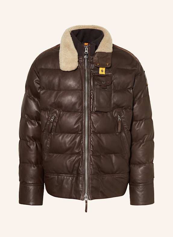 PARAJUMPERS GIAN leather jacket DARK BROWN