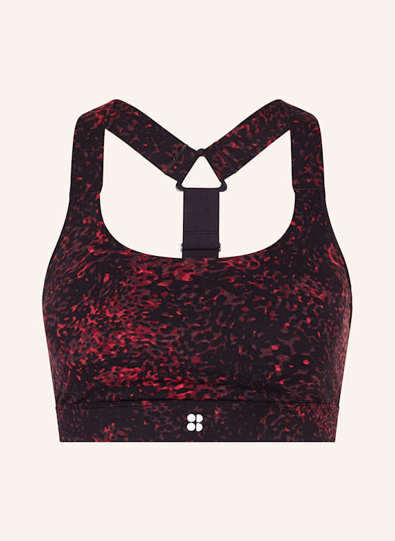 Sweaty Betty Biustonosz sportowy SUPER SOFT REVERSIBLE YOGA model dwustronny MEDIUM CIEMNOCZERWONY/ CZARNY/ LILA