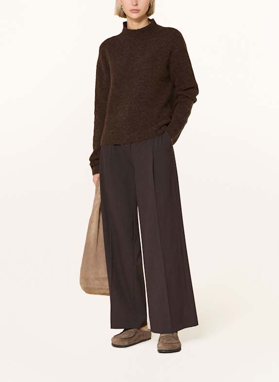 OPUS PANTS Marlene kalhoty MOIRA SOUL TMAVĚ HNĚDÁ