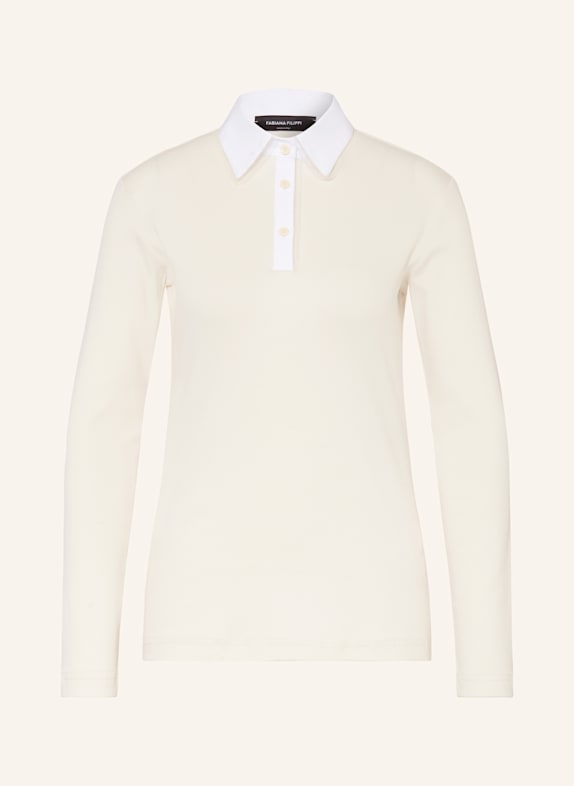 FABIANA FILIPPI Strick-Poloshirt mit Schmucksteinen CREME