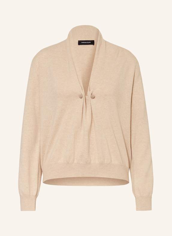 FABIANA FILIPPI Strickshirt mit Schmucksteinen BEIGE