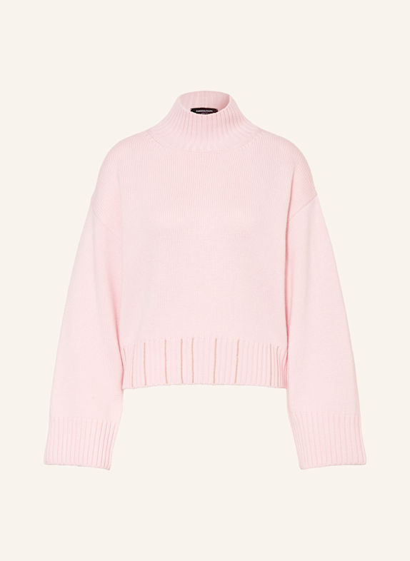 FABIANA FILIPPI Rollkragenpullover aus Merinowolle mit Schmucksteinen ROSA