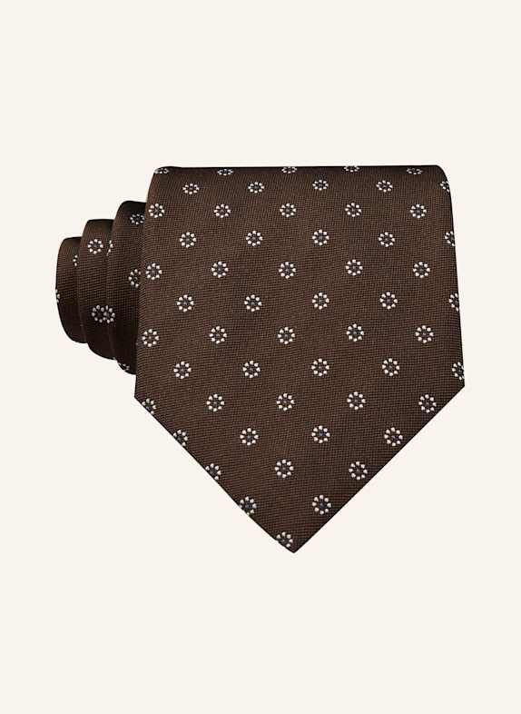 ZEGNA Krawatte DUNKELBRAUN / WEISS / BLAU