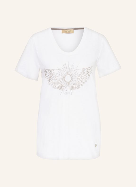 MOS MOSH T-Shirt MMGETHI mit Schmucksteinen WEISS / SILBER