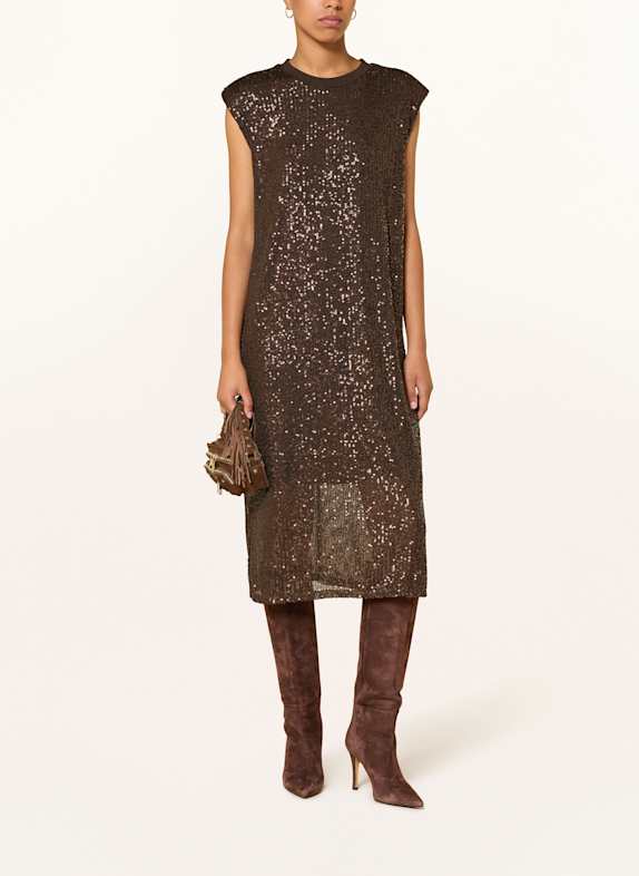 MOS MOSH Kleid MMARAN mit Pailletten DUNKELBRAUN