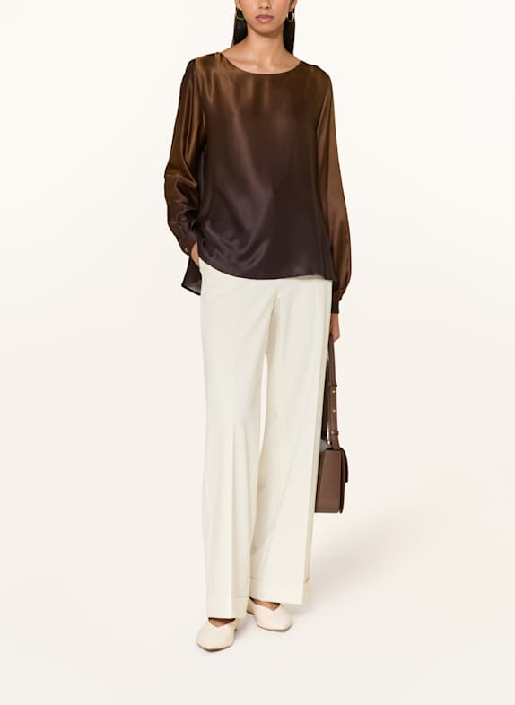 ROBERT FRIEDMAN Blouse TEA van satijn BRUIN / MARRON FONCÉ