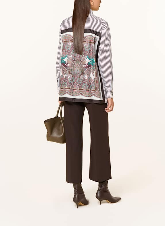 ROBERT FRIEDMAN Overhemdblouse SOPHIE in materiaalmix WIT / BRUIN / GROEN