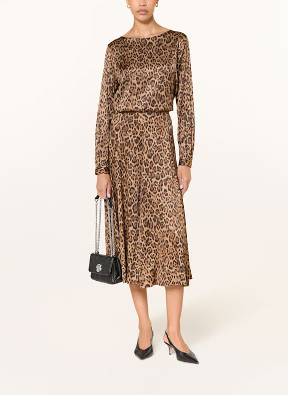 ROBERT FRIEDMAN Blouse TEA van satijn CAMEL / MARRON FONCÉ