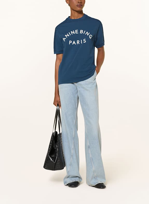 ANINE BING T-shirt JAYLIN DONKERBLAUW / WIT