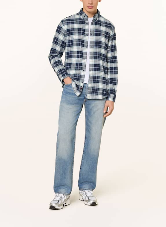 TOMMY JEANS Flanellhemd Regular Fit DUNKELBLAU / WEISS / MINT