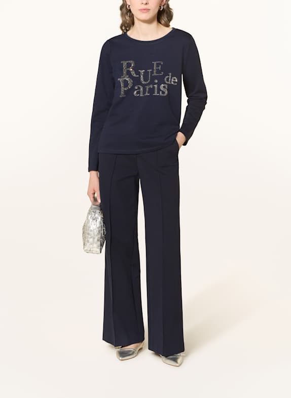 monari Longsleeve mit Schmucksteinen DUNKELBLAU