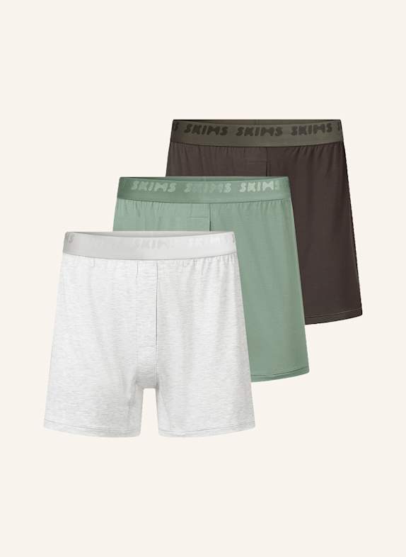 SKIMS Bokserki SKIMS STRETCH, 3 szt. OLIWKOWY / JASNOCZARY / CZIEMNOSZARY