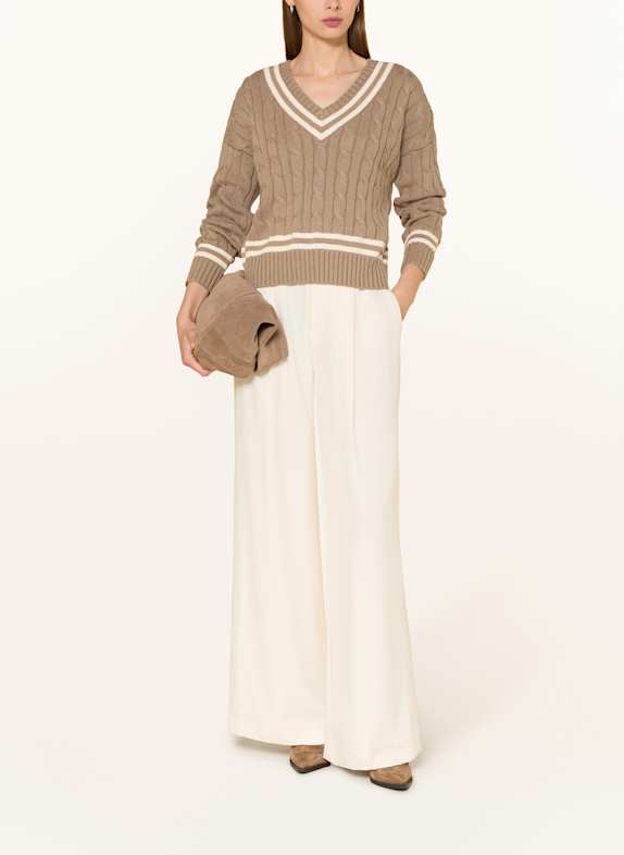 LAUREN RALPH LAUREN trui TAUPE / WIT