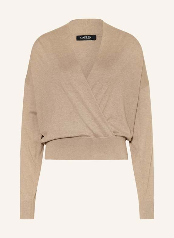 LAUREN RALPH LAUREN Svetr v zavinovacím vzhledu SVĚTLE HNĚDÁ