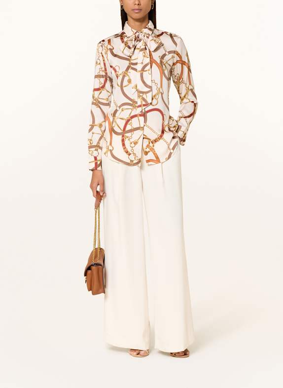 LAUREN RALPH LAUREN Schluppenbluse aus Satin CREME / BRAUN