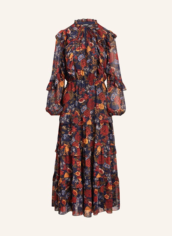 Blejzry a saka Šaty s volánky TMAVĚ MODRÁ/ TMAVĚ ČERVENÁ/ TMAVĚ ŽLUTÁ