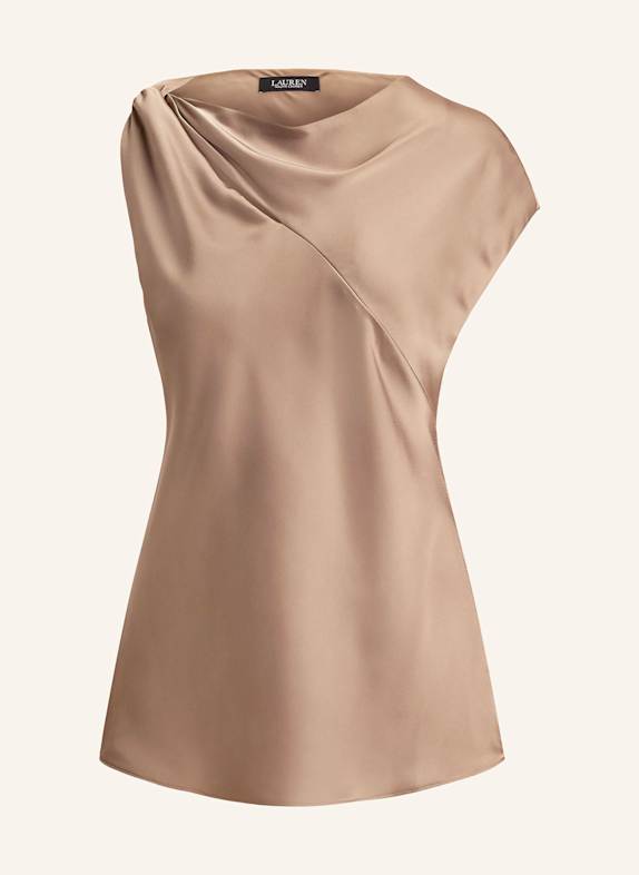 Koszulka polo z dżerseju z kamieniami ozdobnymi produktów Bluzka bez rękawów z satyny BEŻOWY