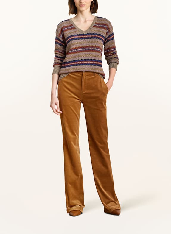 LAUREN RALPH LAUREN pull-over TAUPE / BLEU / ROUGE FONCÉ