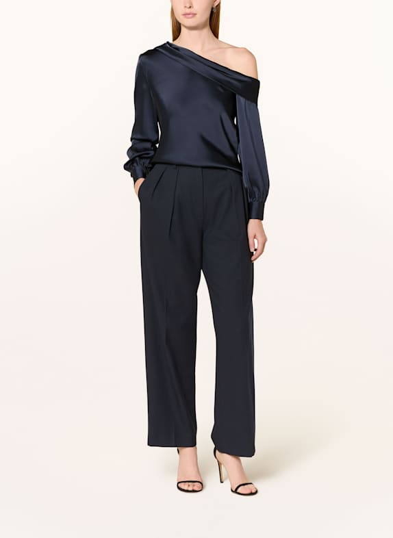 LAUREN RALPH LAUREN Satin blouse top with 3/4 sleeves DARK BLUE