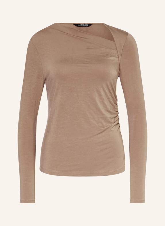 Koszulka polo z dżerseju z kamieniami ozdobnymi produktów Koszulka z długim rękawem BRĄZOWY