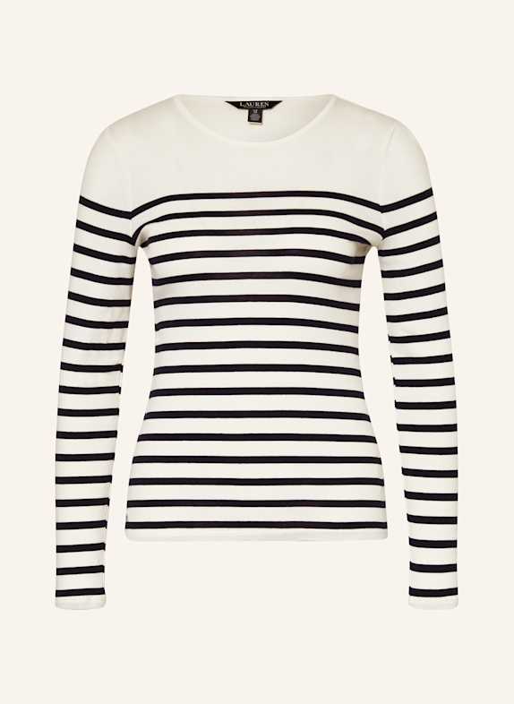 Koszulka polo z dżerseju z kamieniami ozdobnymi produktów Koszulka z długim rękawem KREMOWY/ GRANATOWY