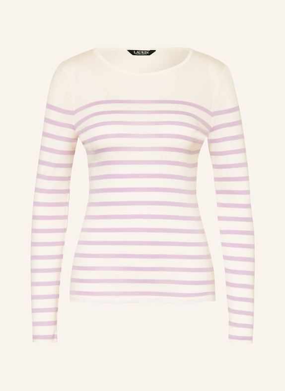 Koszulka polo z dżerseju z kamieniami ozdobnymi produktów Koszulka z długim rękawem JASNOFIOLETOWY/ KREMOWY