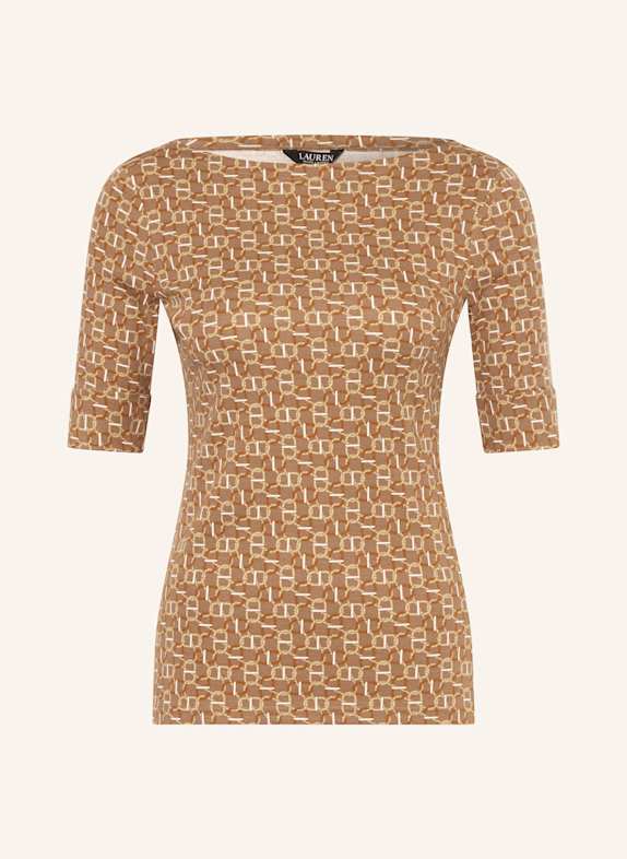 Koszulka polo z dżerseju z kamieniami ozdobnymi produktów T-shirt SZAROBRĄZOWY/ BRĄZOWY/ BEŻOWY