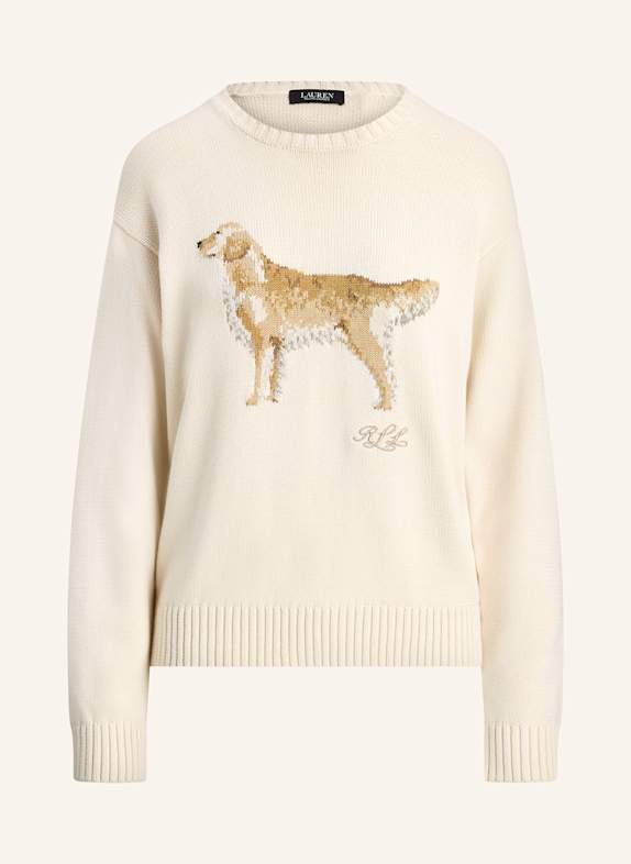 T-shirt Col V Homme Sweater CREAM/ COGNAC