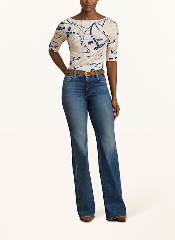 LAUREN RALPH LAUREN T-Shirt mit 3/4-Arm CREME / DUNKELBLAU