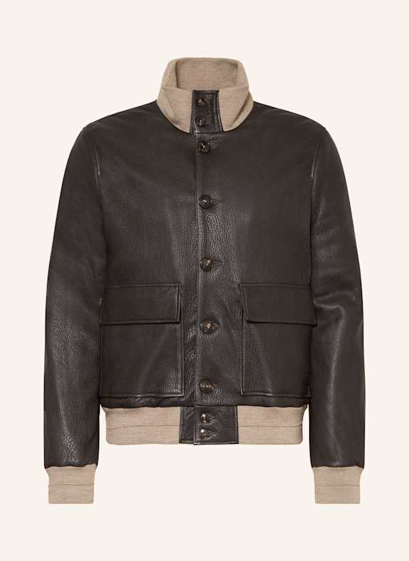 manzoni 24 Lederjacke DUNKELBRAUN