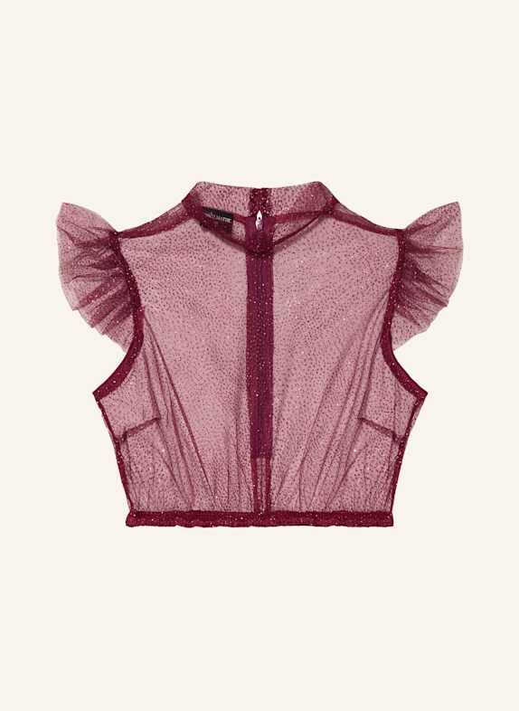 KINGA MATHE Dirndlbluse HEIKI mit Glitzergarn DUNKELROT
