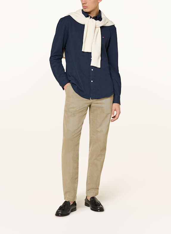 TOMMY HILFIGER Piqué-overhemd Regular Fit DONKERBLAUW