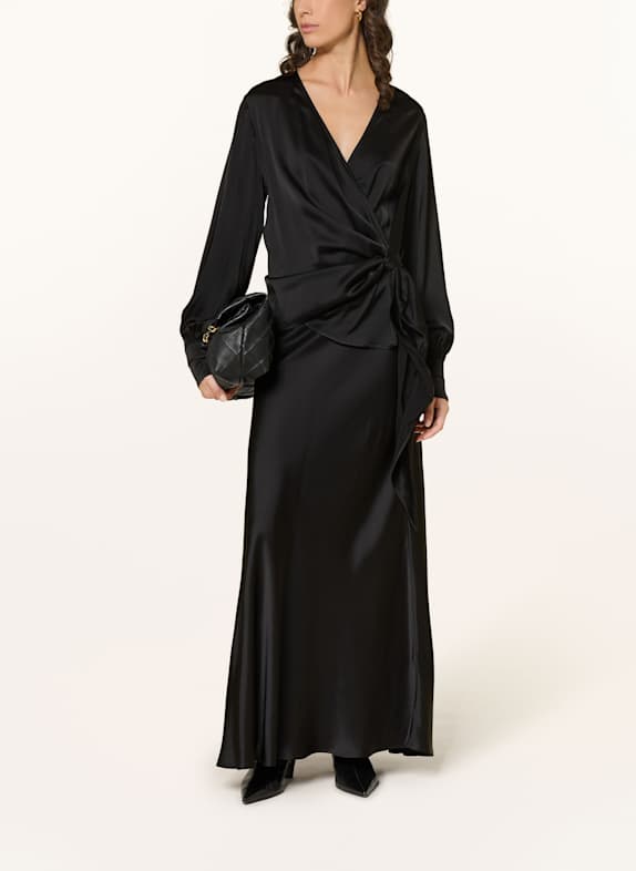 ottod'ame Wickelbluse aus Satin SCHWARZ