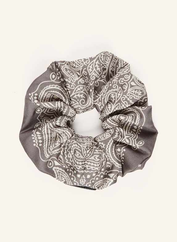 AENEIS Haargummi aus Seide GRAU / WEISS