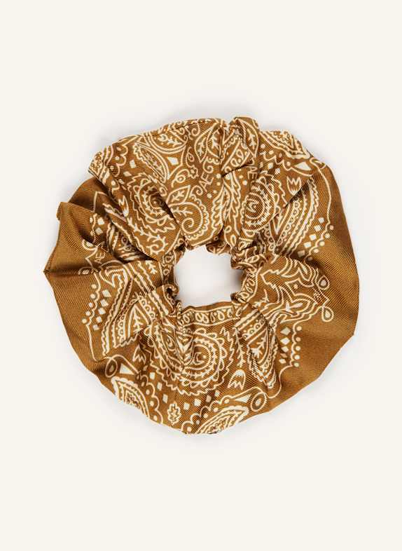 AENEIS Haargummi aus Seide BRAUN / WEISS