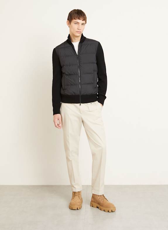 MONCLER Daunenjacke TRICOT im Materialmix SCHWARZ