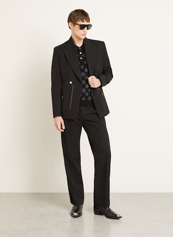 Casablanca Gebreid poloshirt met glittergaren ZWART