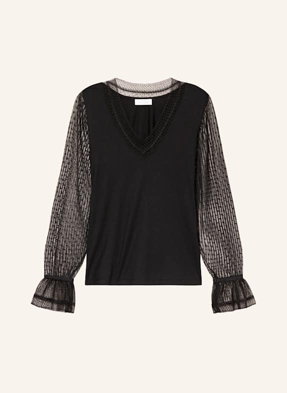 Rich & Royal Blusenshirt im Materialmix SCHWARZ