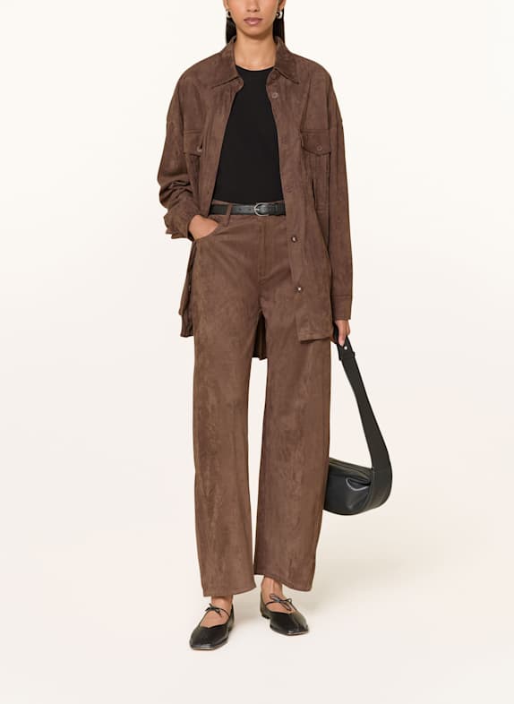 ELIAS RUMELIS Marlene-broek NORALIE in leerlook MARRON FONCÉ