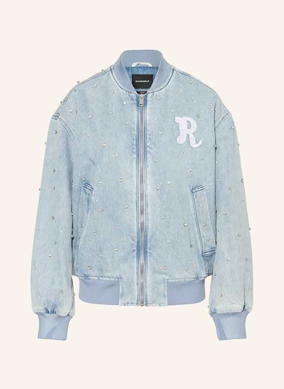 ELIAS RUMELIS Bluzon jeansowy ISLA z ozdobnymi kamykami JASNONIEBIESKI