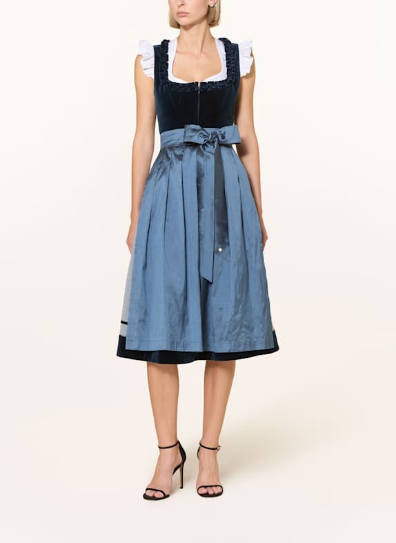 AlpenHERZ Dirndl ROSALIE mit Glitzergarn DUNKELBLAU / HELLGRAU