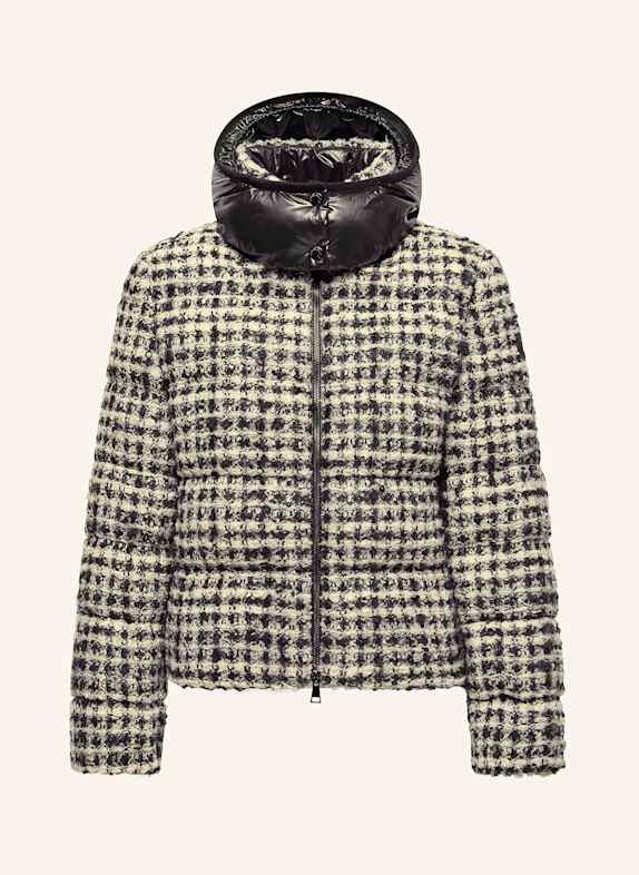 MONCLER Daunenjacke ANDRONNE mit abnehmbarer Kapuze und Glitzergarn SCHWARZ / WEISS