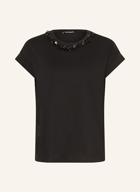 LUISA CERANO T-Shirt mit Pailletten und Schmucksteinen SCHWARZ