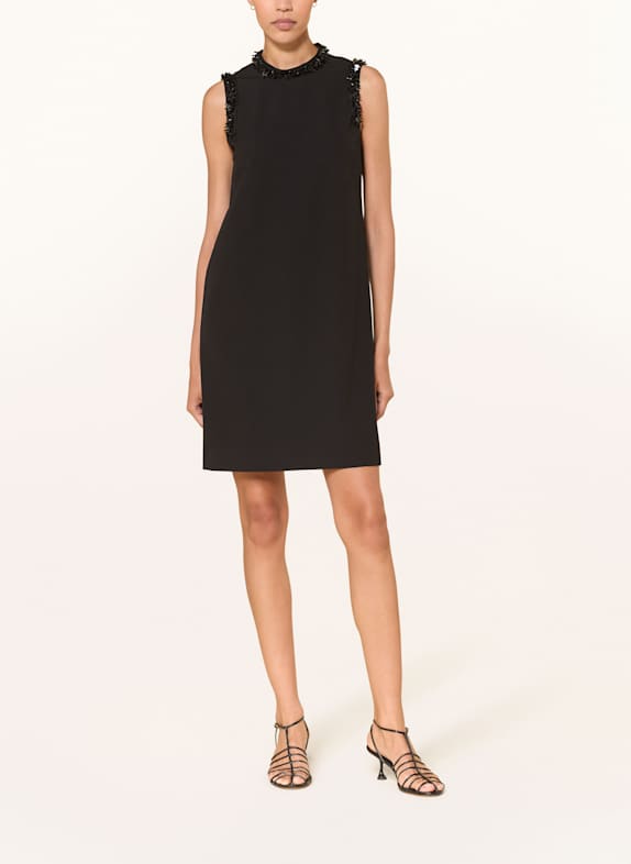 LUISA CERANO Etuikleid mit Schmuckperlen und Pailletten SCHWARZ