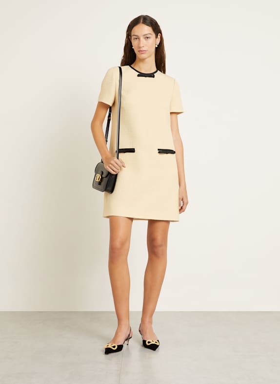 VALENTINO Tweed-Kleid ECRU / SCHWARZ