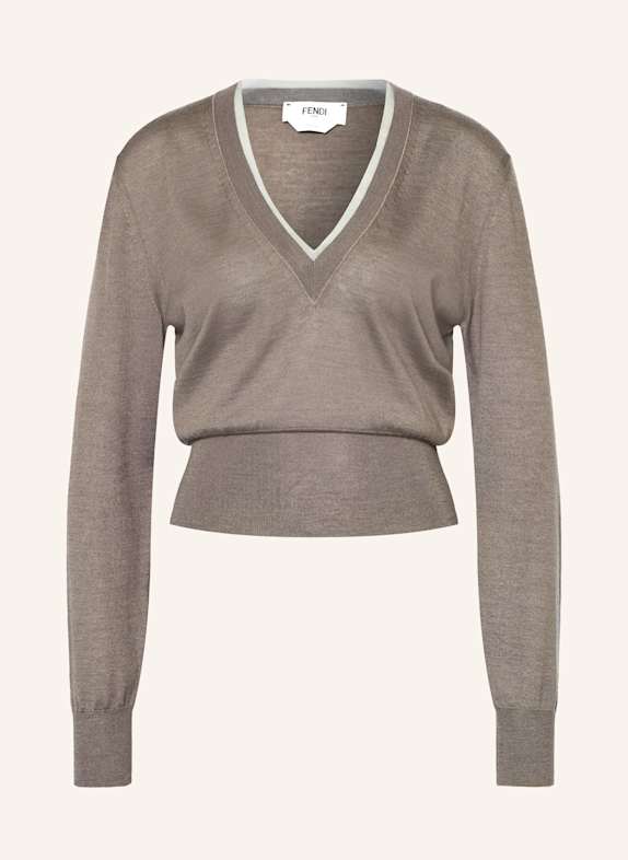 FENDI Pullover CASH mit Cashmere und Seide TAUPE