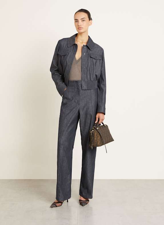 FENDI Pullover CASH mit Cashmere und Seide TAUPE
