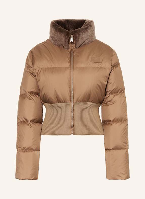 FENDI Daunenjacke mit abnehmbarem Kragen CAMEL