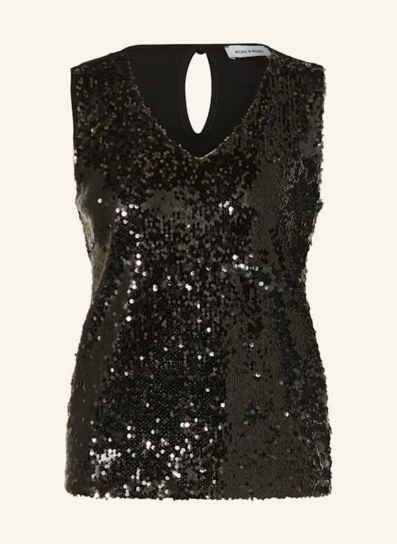MORE & MORE Blusentop mit Pailletten SCHWARZ