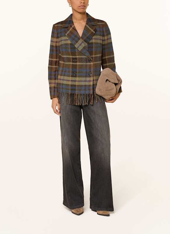 MORE Caban kabát HNĚDÁ / ZELENÁ / PETROLEJOVÁ